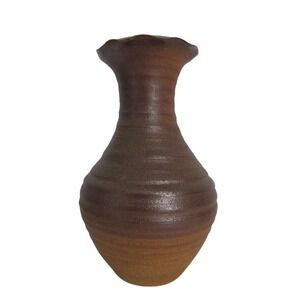 Vintage Jarrett West Studio Pottery Ribbed Stoneware‎ Vase 2006 Santa Fe NM 8"